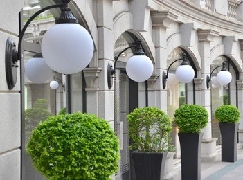 Lámpara de pared LED moderna para exteriores para jardín, lámpara de globo PMMA de 150mm con Base negra de globo transparente para jardín de almacén de Hotel Villar