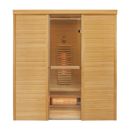 Sala de sauna infrarroja de espectro completo de madera de cicuta interior